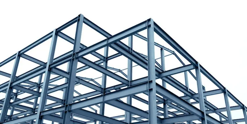 Steel building structure frame under construction