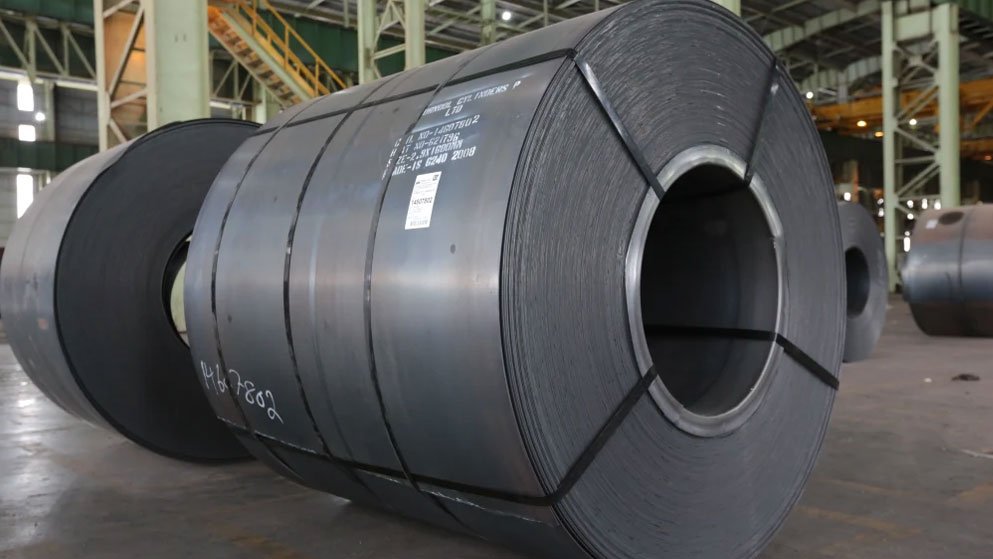 Hot rolled steel coil in warehouse